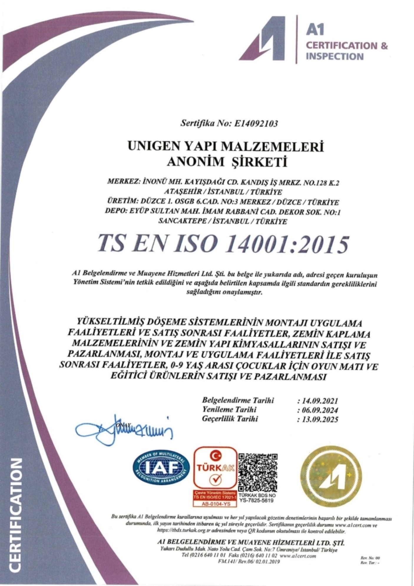 Kalite Belgesi 6