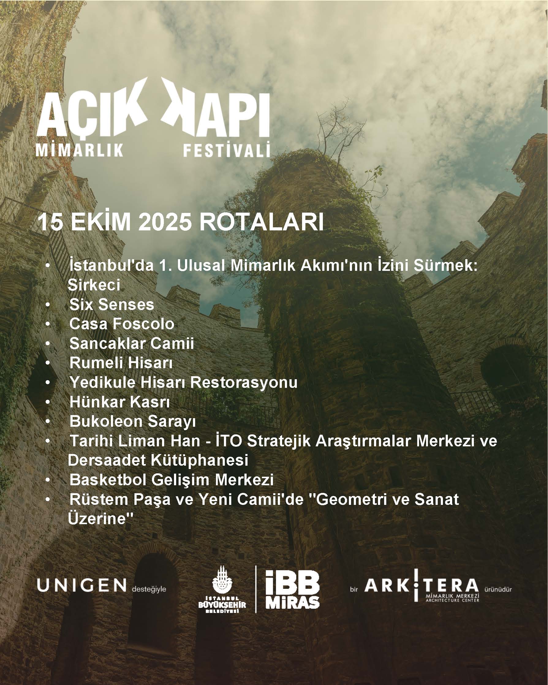 15 EKİM ÇARŞAMBA GÜNÜ ROTALARI